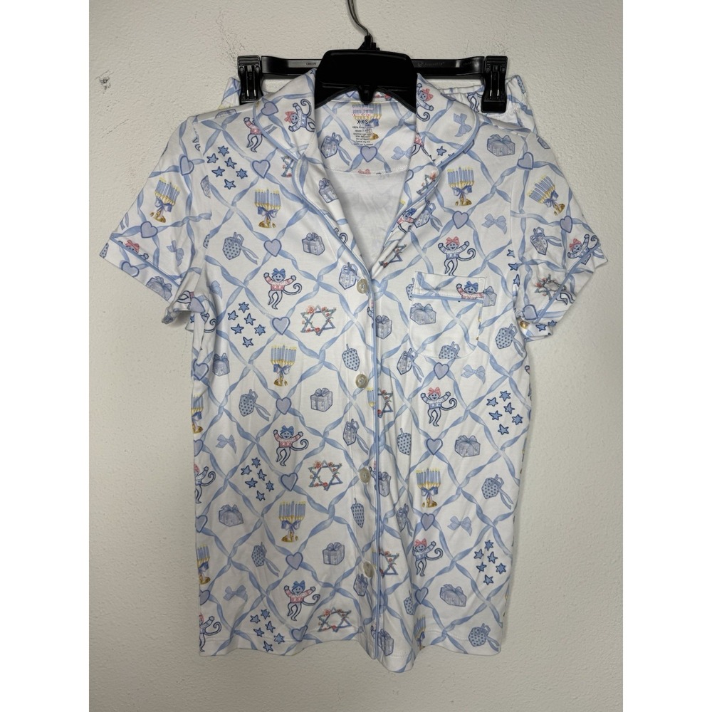 Love Shack Fancy x Roller Rabbit Starry Nights Lattice Polo ShortPajamas XXS